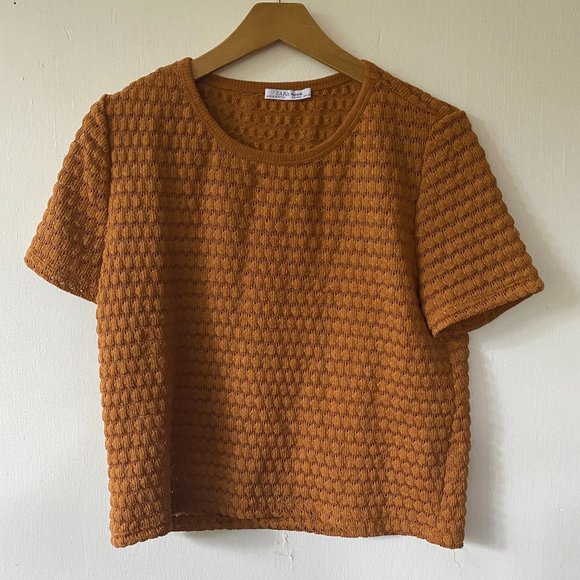 Zara Tops - Zara Trafaluc Blouse Women's Large Boxy Dotted Short Sleeve Textured